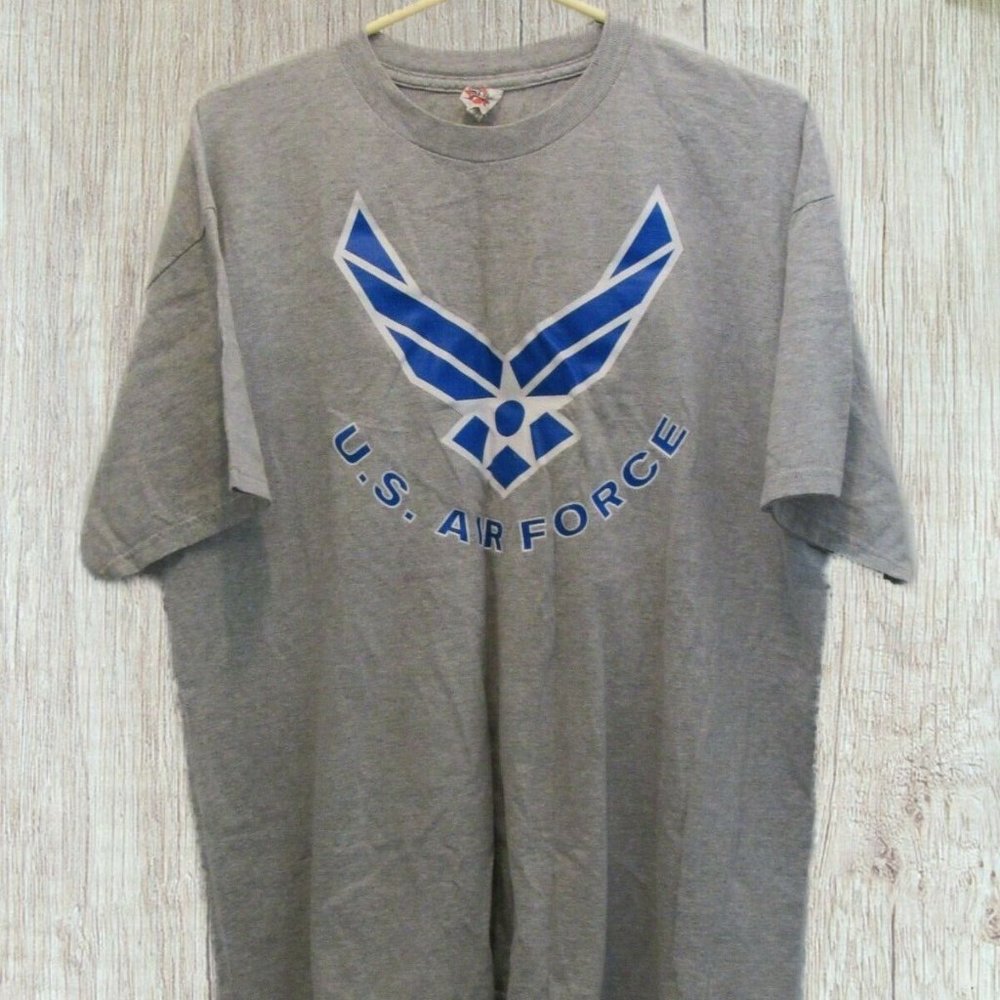 US Air Force T-Shirt Short Sleeve XL Heather Grey Military Logo Fighter Pilot